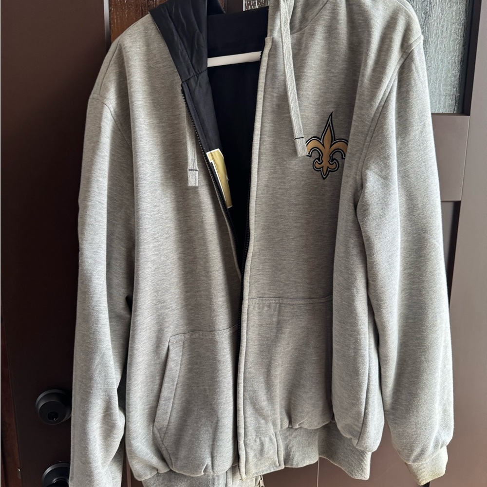 Gray/Black Reversible Hoodie with NO Saints Logo